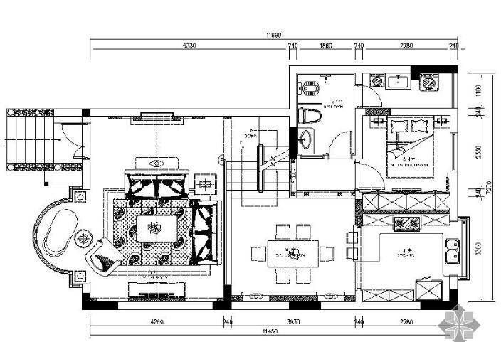 经典美式二层联排别墅室内装修图（含效果）-1
