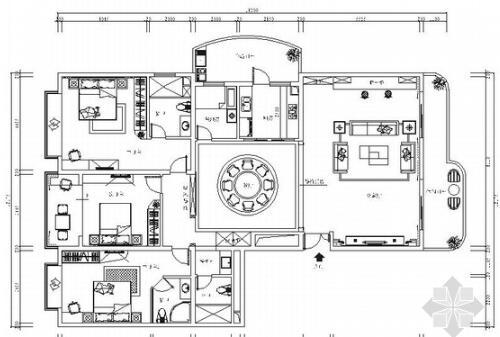 精品现代简约三居室室内装修施工图-1