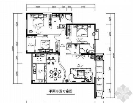 [香港]东方之珠高档简欧风格三居室装修施工图（含效果）-1