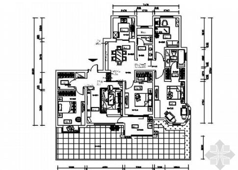 [上海]大气现代风格四居室室内装修施工图-1