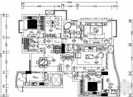 [浙江]精品高尚居住宝地现代风格四居室室内装修施工图-1