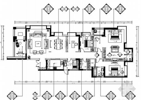 [珠海]奢华新古典四居室装修CAD施工图（含效果图）-1