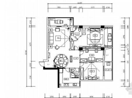 [江苏]都市后花园典雅新中式风格两居室装修施工图（含效...-1