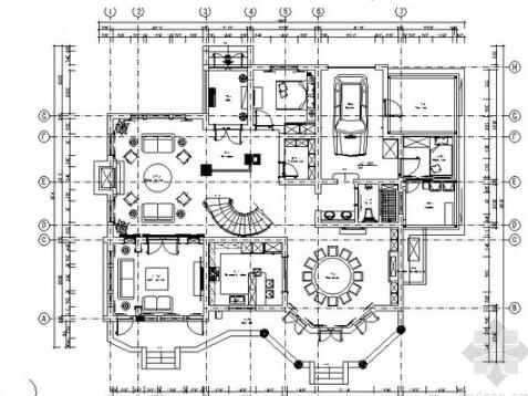 [上海]都市型别墅区美式风格两层别墅CAD装修施工图（含...-1