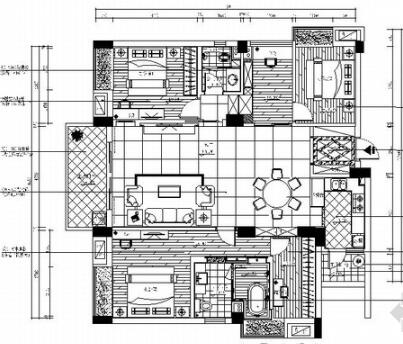 [广东]独特简欧风格四居室样板间装修施工图（含效果及实...-1