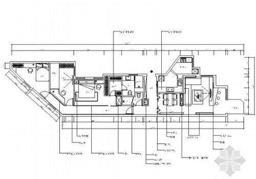 现代感十足时尚三居室样板间CAD装修施工图（含效果）-1