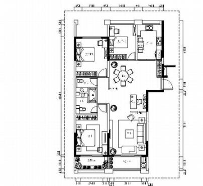 [浙江]现代台式风格三居室样板间CAD装修施工图（含效果...-1