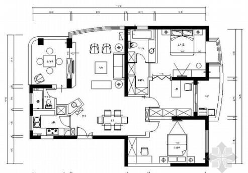 [苏州]花园洋房现代简约三室二厅CAD装修施工图（含高清...-1