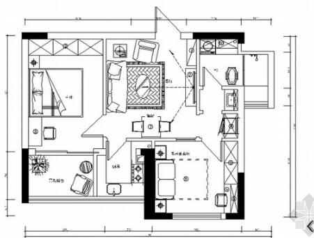 [湖南]精品地中海风格小两居室内装修施工图（含效果）-1