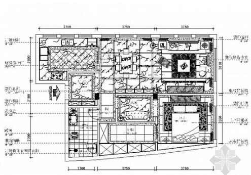 [重庆]恬静黑白灰200平现代风格三居室室内装修施工图（...-1