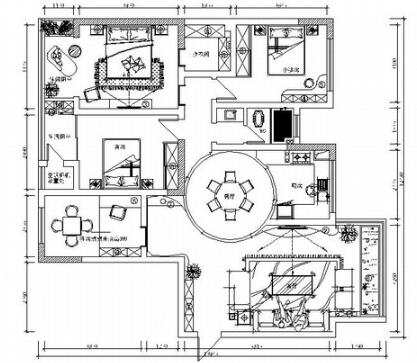 [湖南]清新现代简约风格四居室室内装修施工图（含效果）-1