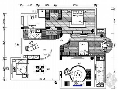 [上海]精品现代三居室样板间室内设计装修施工图-1