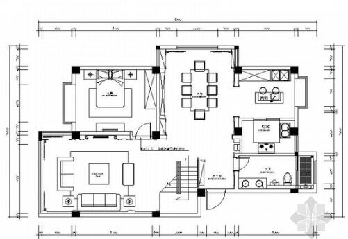 [扬州]化繁为简新古典三层联体别墅样板间CAD装修施工图...-1