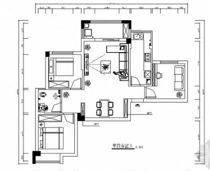 [湖北]清新简约现代三居室室内装修设计施工图（含效果）-1
