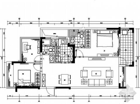 [浙江]精装修两户型现代风格三居室商品住宅室内施工图-1