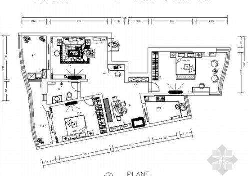 精品现代简约风格三居室室内装修施工图-1