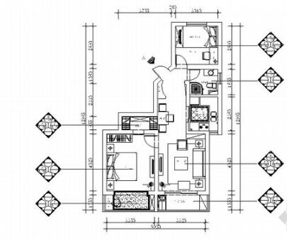 [上海]精品唯美田园乡村风格两居室CAD装修施工图（含效...-1