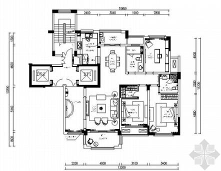 [苏州]高档新古典三居室样板房室内施工图（含效果）-1