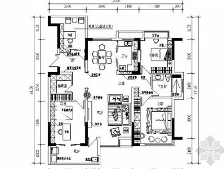 经典高档现代四居室样板房室内CAD装修图（含效果）-1