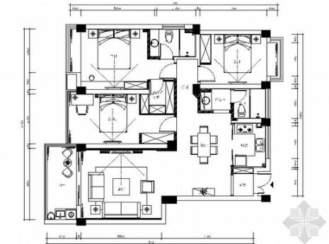 [浙江]北欧风格花园式三居室室内装修施工图-1