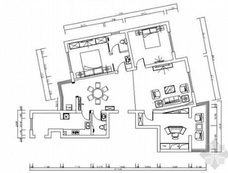 仿古中式三居室家装室内装修图（含效果）-1