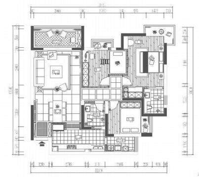 [重庆]精品现代简约风格两居室室内装修设计施工图（含效...-1