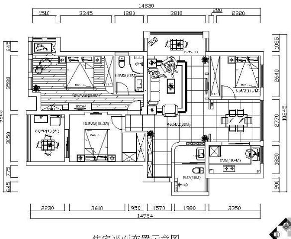 某三室两厅雅居装饰施工图（含效果图）-1