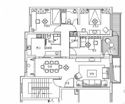 [沈阳]温馨式现代简约3室2厅室内设计CAD施工图-1
