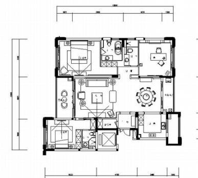 [无锡]简明线条朴素欧式风格三室二厅CAD施工图（含效...-1