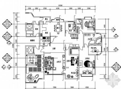 [石家庄]欧式超豪华舒适4室3厅室内设计CAD施工图（含实...-1