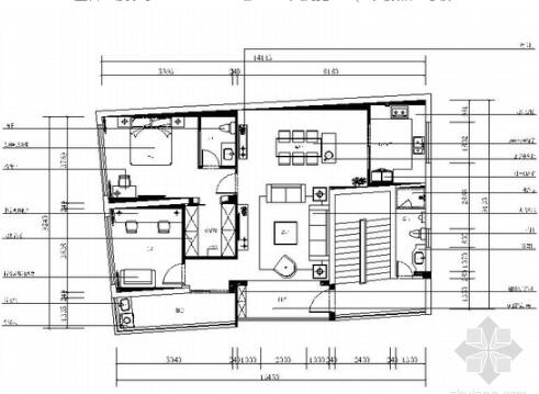 [福建]自建房区现代简约风格两室两厅装修施工图（含软装...-1