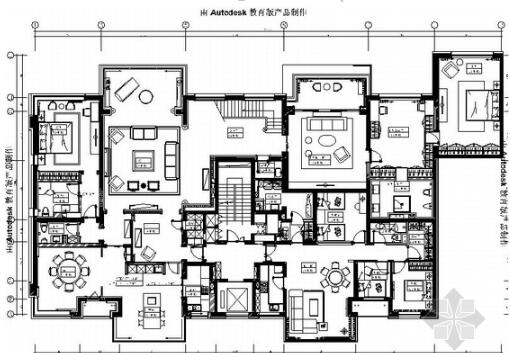 [北京]现代简约舒适三层别墅室内设计CAD施工图-1