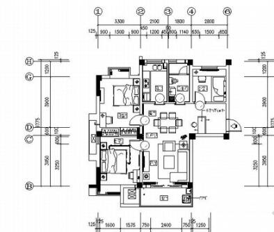 [武汉]主题花园新中式三居室B1样板间装修施工图（含效果...-1