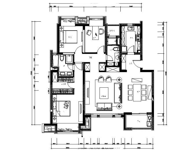 [万科]某小区05公寓140户型三居室内设计图-1