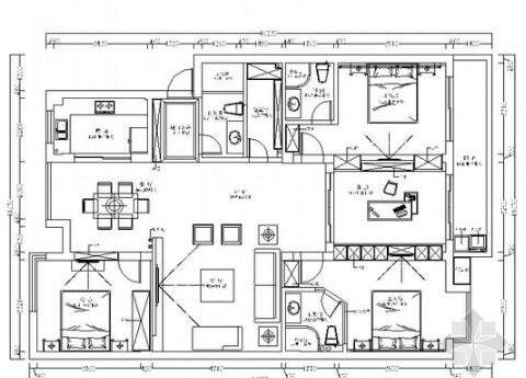 [原创]温馨舒适三居室家装CAD施工图（含效果图）-1