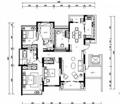 [江苏]简约现代风格四居室室内装修施工图-1