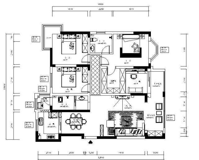 [湖南]后现代风格样板房室内设计施工图（含效果图）-1