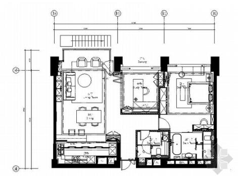 [上海]知名设计事务所精装样板房室内设计CAD施工图（含...-1
