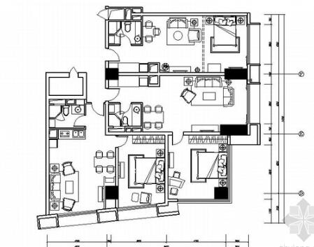 [上海]花园洋房住宅区新古典四居室样板房装修施工图（含...-1