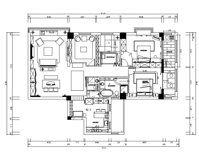 全套现代简约风格样板房设计施工图（含效果图）-1
