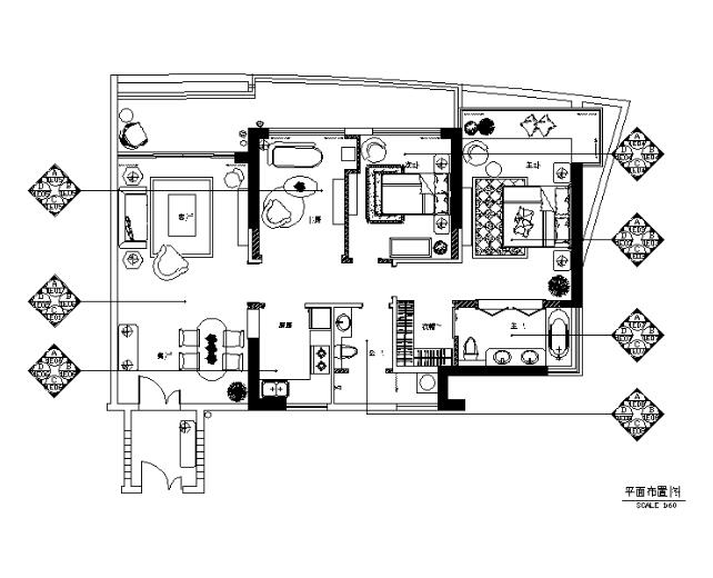 [海南]黄色西班牙样板房设计CAD施工图（含效果图）-1