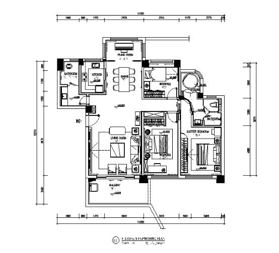 [广东]中式风格样板房设计CAD施工图（含效果图）-1