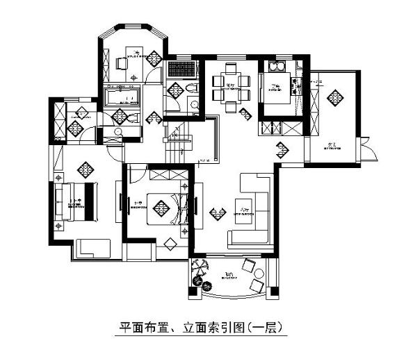 跃层公寓样板间设计CAD施工图（含实景图）-1