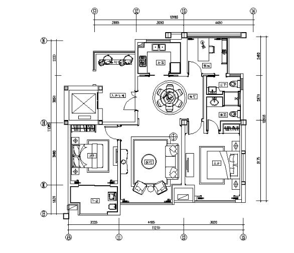 全套欧式风格样板房设计CAD施工图（含效果图）-1