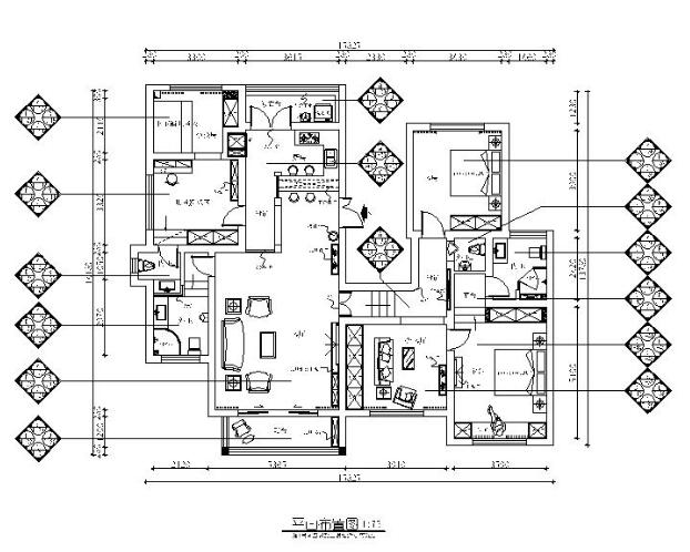 [贵州]地中海田园风格样板房设计CAD施工图（含效果图）-1