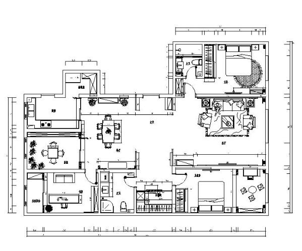 简朴新中式样板房CAD施工图（含效果图）-1