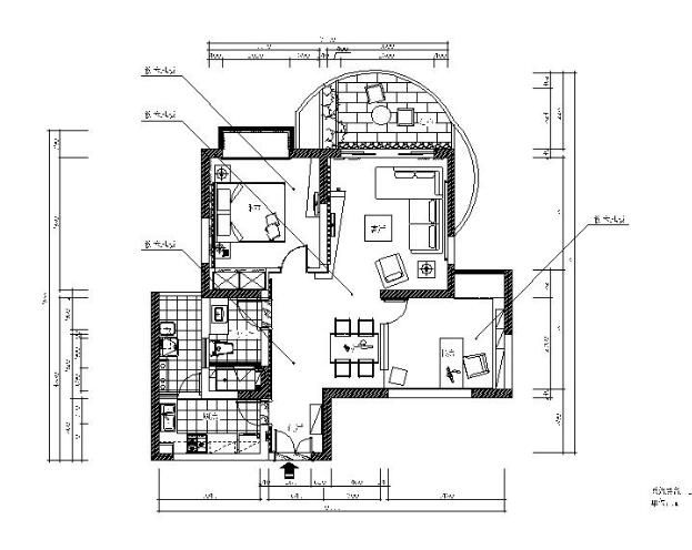 [浙江]现代风格两居室样板房CAD施工图（含实景图）-1