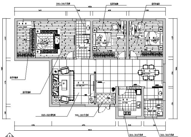 现代简洁风格三居施工图（附效果图）-1