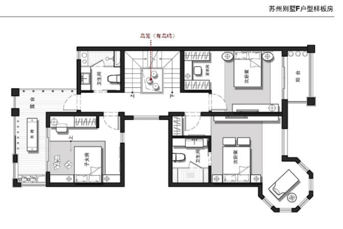 江苏别墅F户型样板房(现代中式)室内设计实景图（含23张...-1