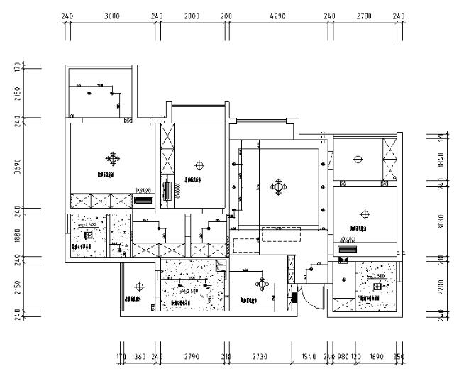 [四川]北欧现代三居室样板房空间设计施工图（附效果图...-1